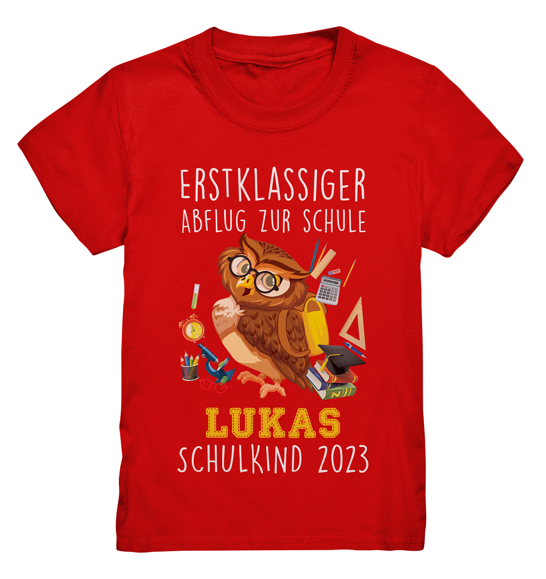 Eule Schulkind 2023 personalisiertes Kindershirt