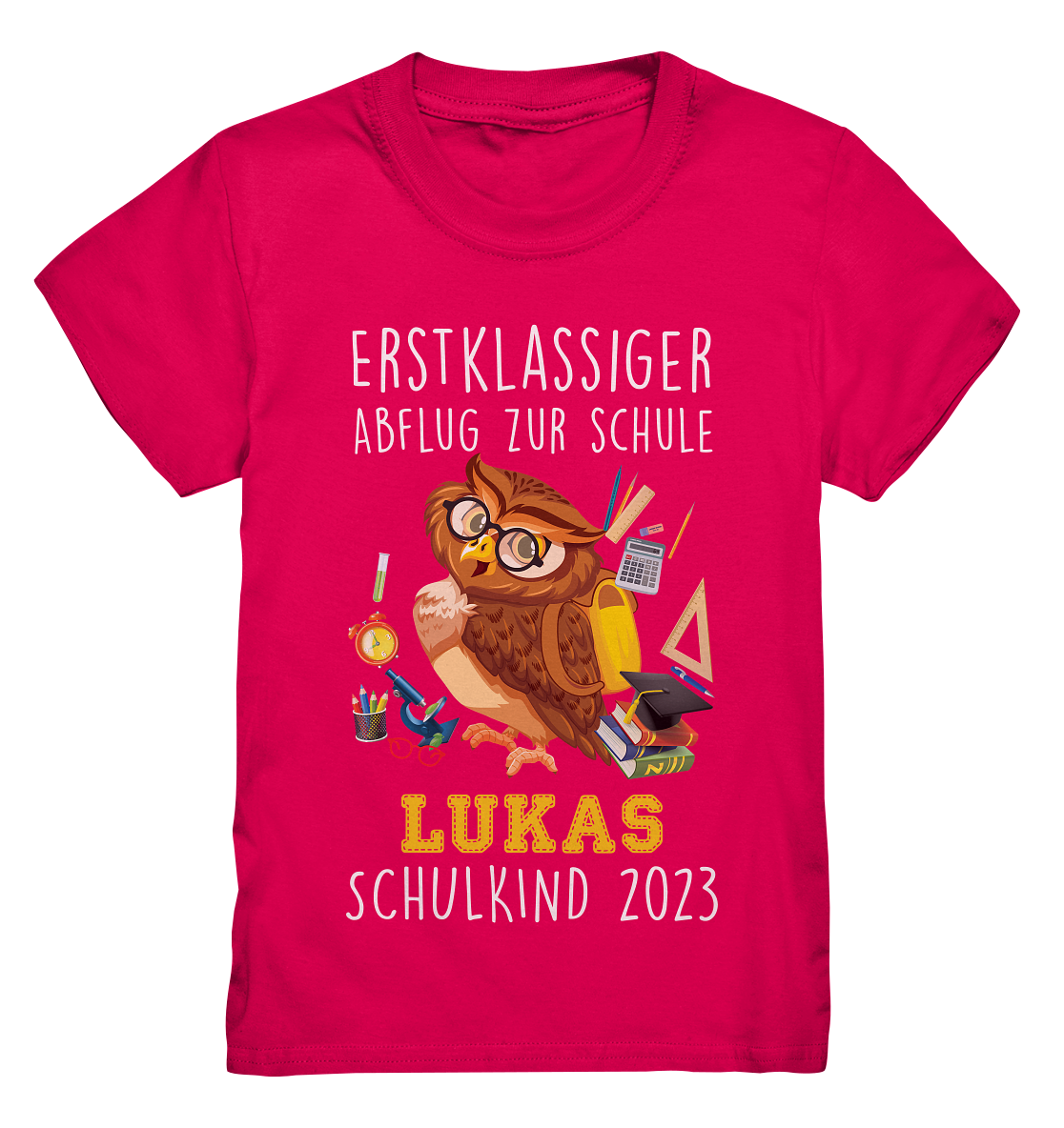 Kindershirt "Eule" Schulkind 2024, Datum und Name personalisierbar